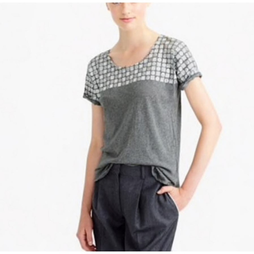 J. Crew Women's Short Sleeve Geometric Cotton Modal Pullover Tee Size S Gray